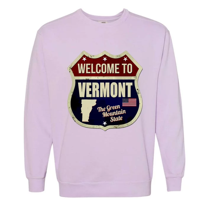 Vermont Vintage Metal Road Sign Logo Garment-Dyed Sweatshirt