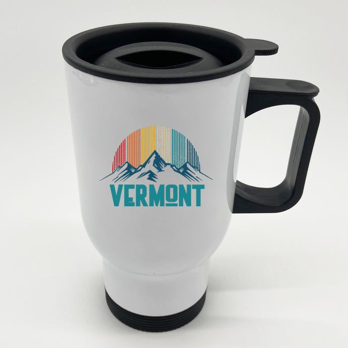 Vermont Vintage Mountains Nature Hiking Souvenir Gift Front & Back Stainless Steel Travel Mug