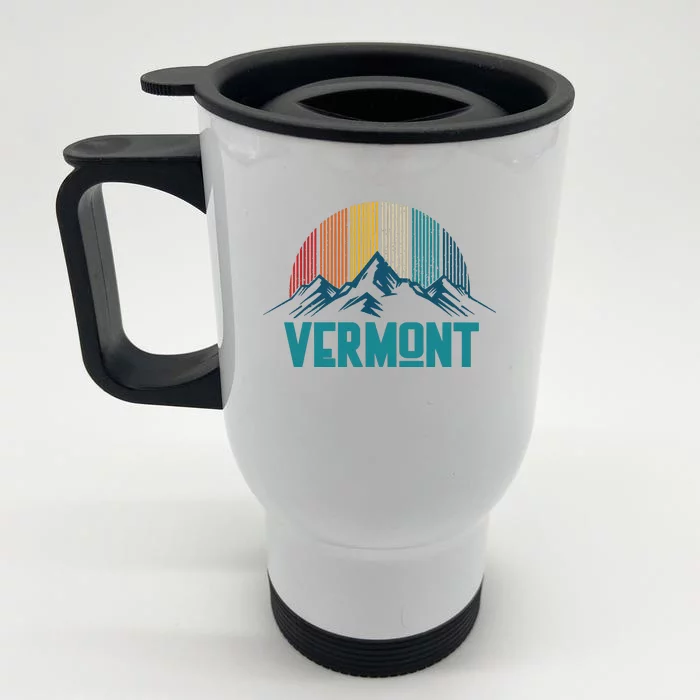 Vermont Vintage Mountains Nature Hiking Souvenir Gift Front & Back Stainless Steel Travel Mug