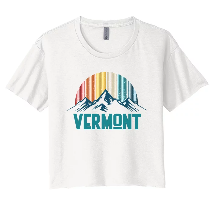 Vermont Vintage Mountains Nature Hiking Souvenir Gift Women's Crop Top Tee