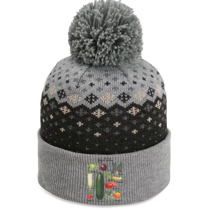 Vintage Vegetables Nostalgia Retro Food Cucumber Tomatoes Gift The Baniff Cuffed Pom Beanie