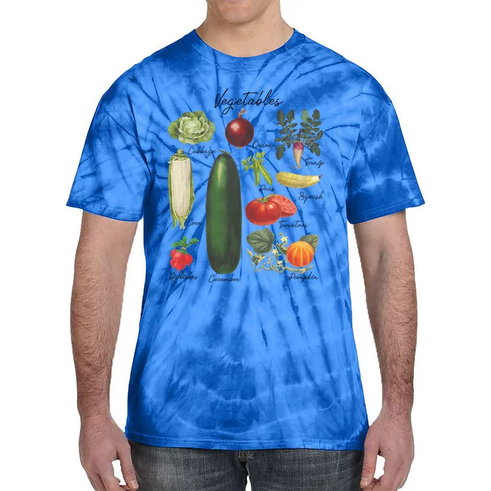 Vintage Vegetables Nostalgia Retro Food Cucumber Tomatoes Gift Tie-Dye T-Shirt