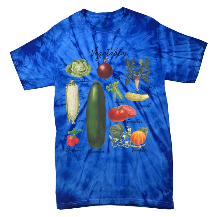 Vintage Vegetables Nostalgia Retro Food Cucumber Tomatoes Gift Tie-Dye T-Shirt