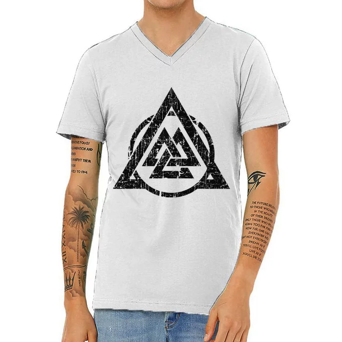 Viking Valknut Norse Pagan Mythology Symbol V-Neck T-Shirt