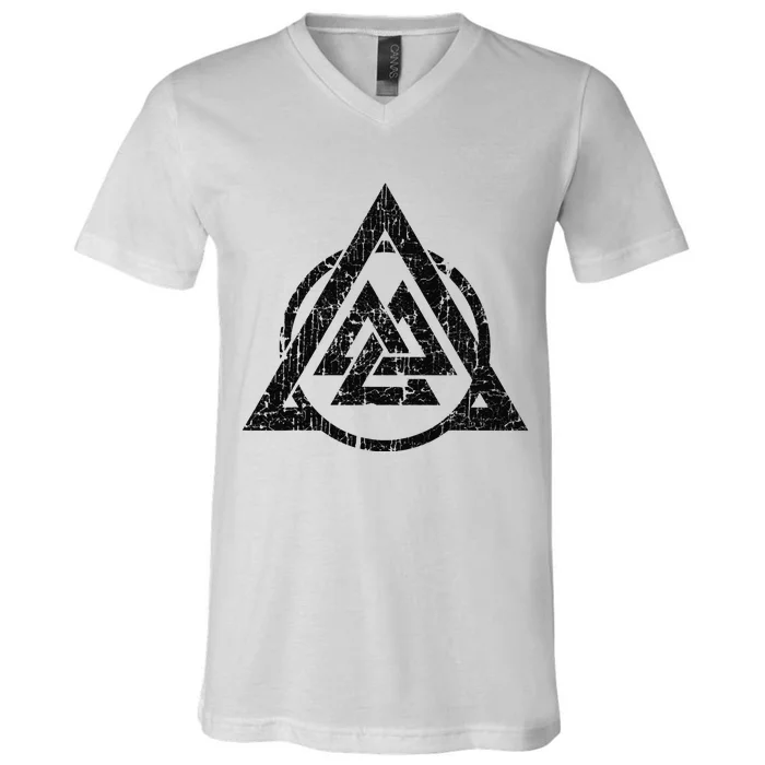 Viking Valknut Norse Pagan Mythology Symbol V-Neck T-Shirt