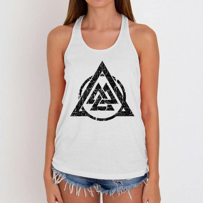 Viking Valknut Norse Pagan Mythology Symbol Women's Knotted Racerback Tank