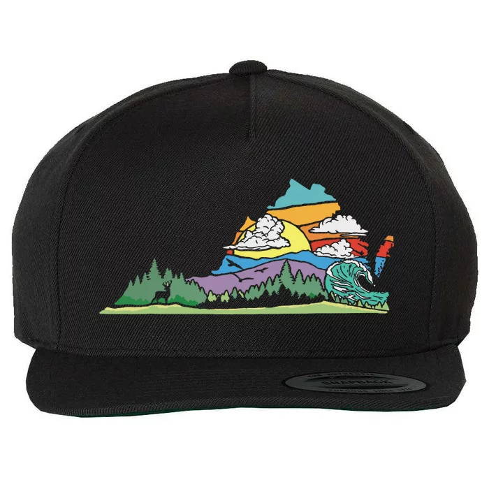 Vintage Virginia Outdoors Nature Lover Retro 80s Graphic Wool Snapback Cap