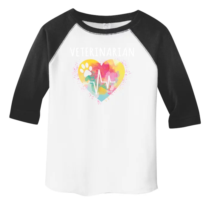 Veterinarian Vet Paw Print And Heartbeat Heart Watercolor Art Gift Toddler Fine Jersey T-Shirt