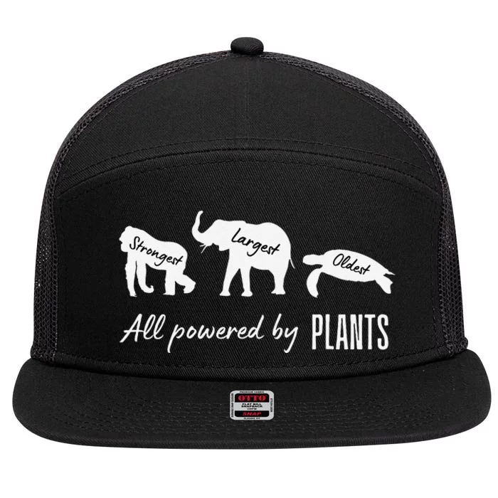 Vegan Vegetarian Powered By Plants Strongest Largest Oldest 7 Panel Mesh Trucker Snapback Hat