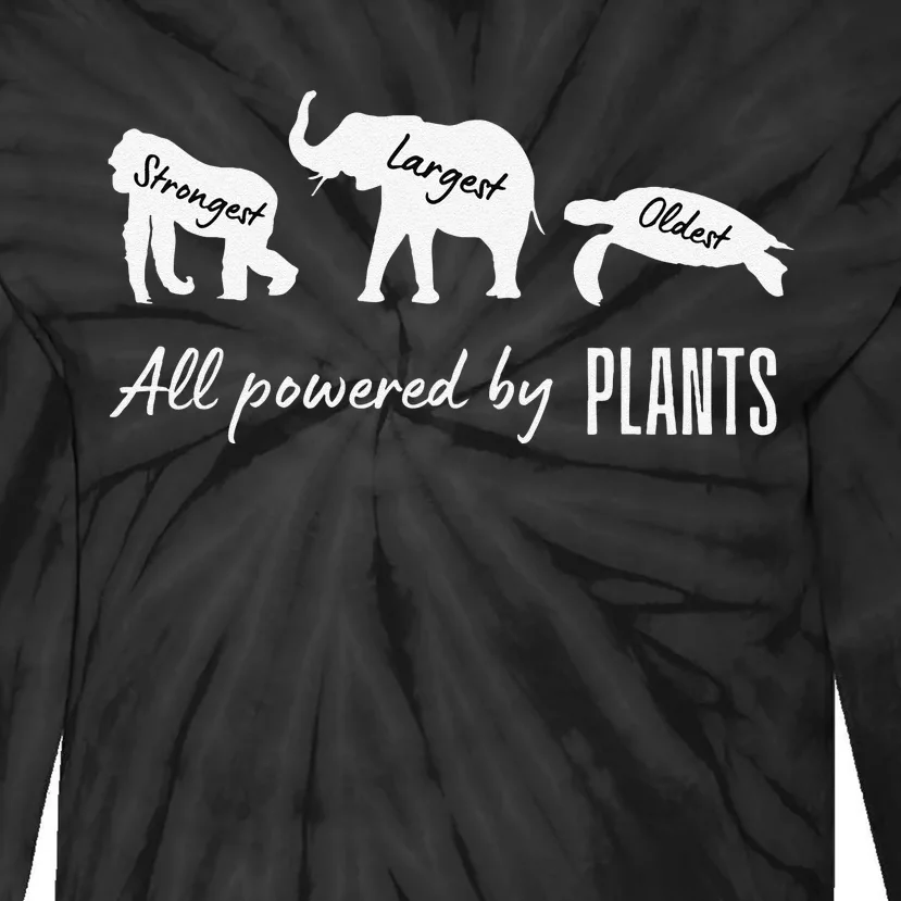 Vegan Vegetarian Powered By Plants Strongest Largest Oldest Tie-Dye Long Sleeve Shirt