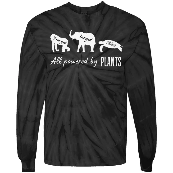 Vegan Vegetarian Powered By Plants Strongest Largest Oldest Tie-Dye Long Sleeve Shirt