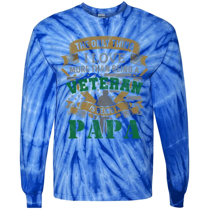 Vietnam Veteran Papa Fathers Day Gift Tie-Dye Long Sleeve Shirt