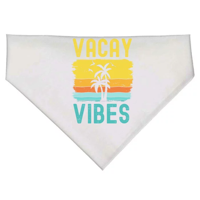 Vacay Vibes Palm Trees Relax Beach Vacation Sunshine Summer Great Gift USA-Made Doggie Bandana