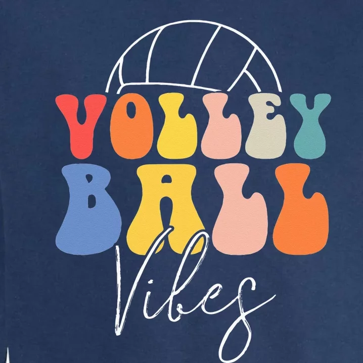 Volleyball Vibes Retro Hippie Volleyball Gift Garment-Dyed Sweatshirt