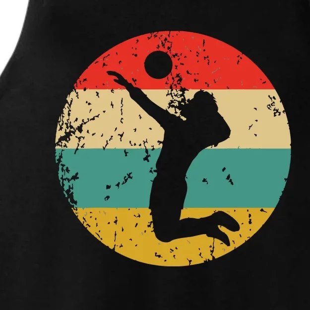 Volleyball Vintage Retro Volleyball Player Ladies Tri-Blend Wicking Tank