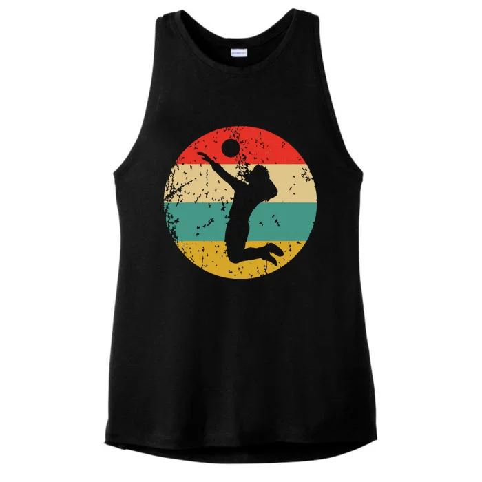 Volleyball Vintage Retro Volleyball Player Ladies Tri-Blend Wicking Tank