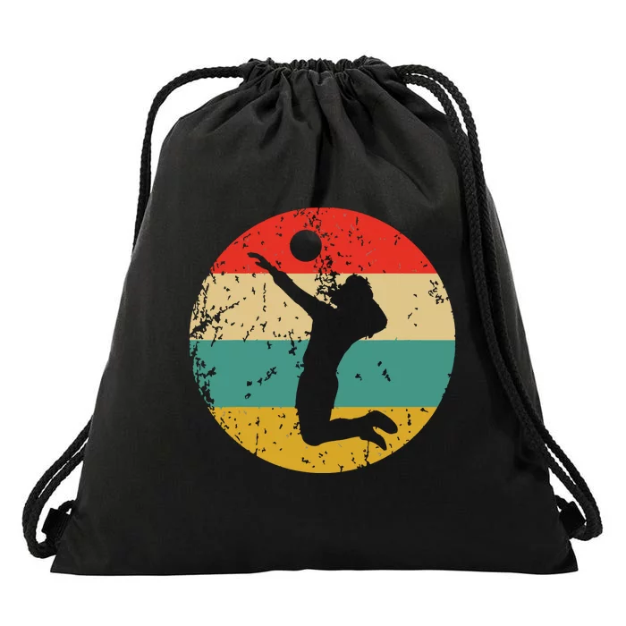 Volleyball Vintage Retro Volleyball Player Drawstring Bag