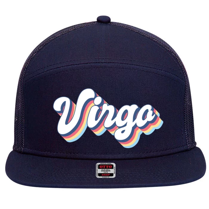 Virgo Vintage Retro Zodiac Sign Virgo Constellation Design 7 Panel Mesh Trucker Snapback Hat