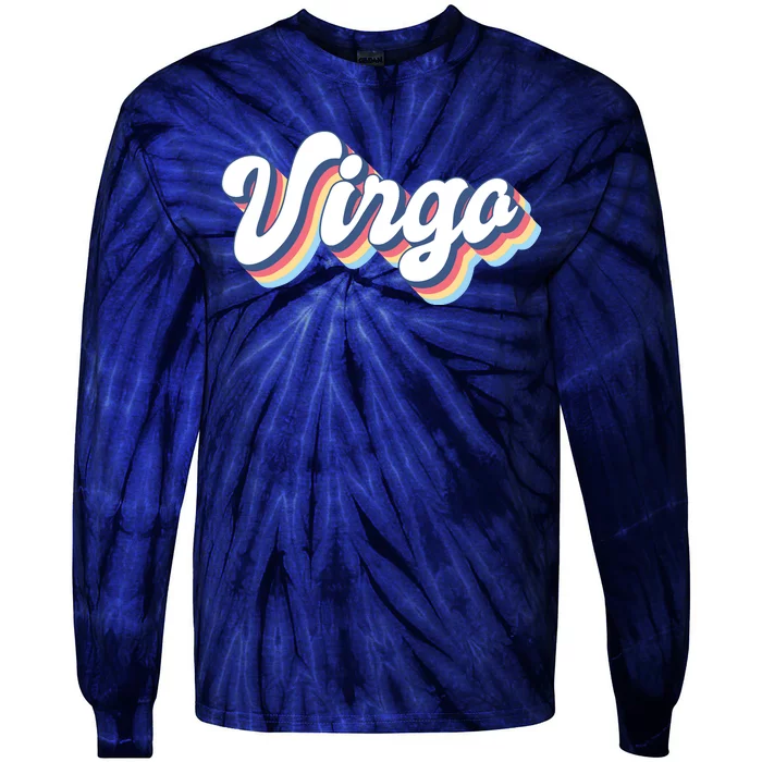 Virgo Vintage Retro Zodiac Sign Virgo Constellation Design Tie-Dye Long Sleeve Shirt