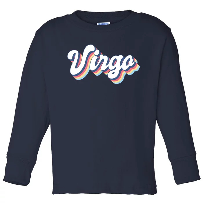 Virgo Vintage Retro Zodiac Sign Virgo Constellation Design Toddler Long Sleeve Shirt