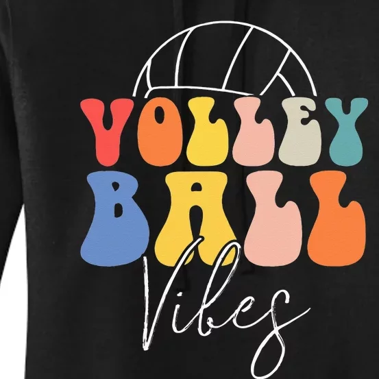 Volleyball Vibes Retro Hippie Volleyball Gift For Women Girl Women's Pullover Hoodie