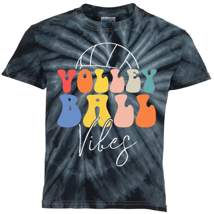 Volleyball Vibes Retro Hippie Volleyball Gift For Women Girl Kids Tie-Dye T-Shirt