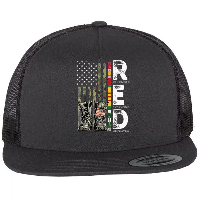 Vietnam Veteran Remember Everyone Deployed RED Friday Flat Bill Trucker Hat