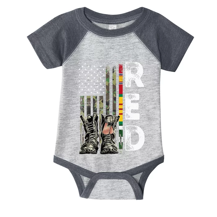 Vietnam Veteran Remember Everyone Deployed RED Friday Infant Baby Jersey Bodysuit