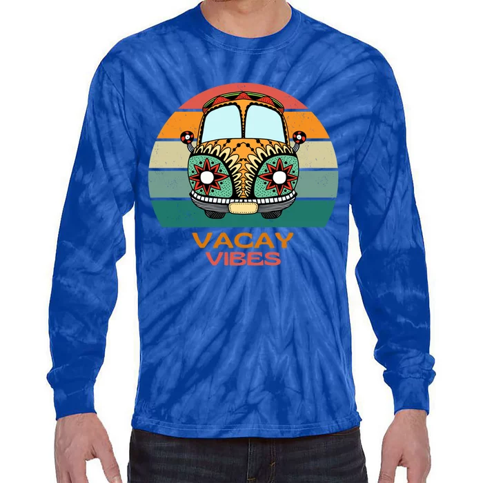 Vacay Vibes Retro Design Summer Family Vacation Holiday Gift Tie-Dye Long Sleeve Shirt