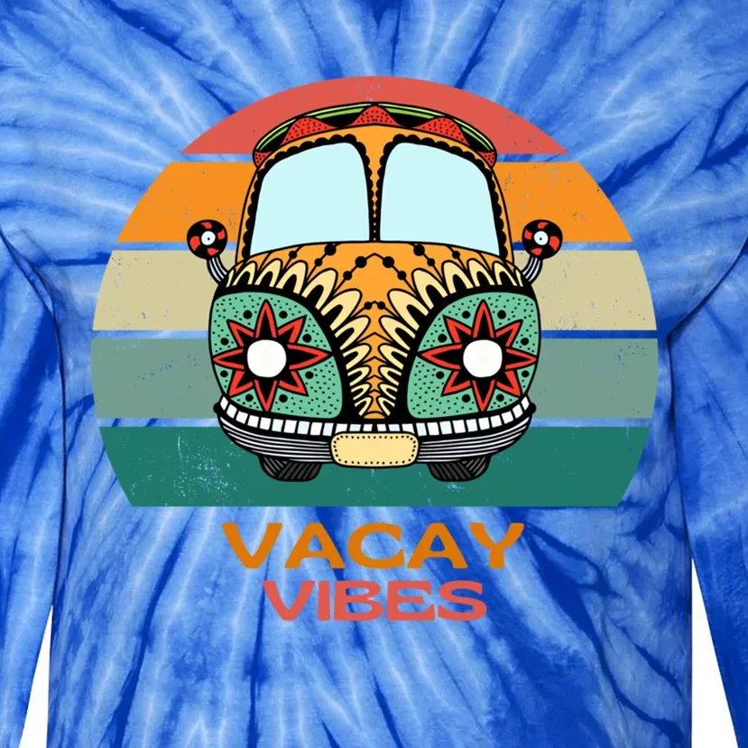 Vacay Vibes Retro Design Summer Family Vacation Holiday Gift Tie-Dye Long Sleeve Shirt