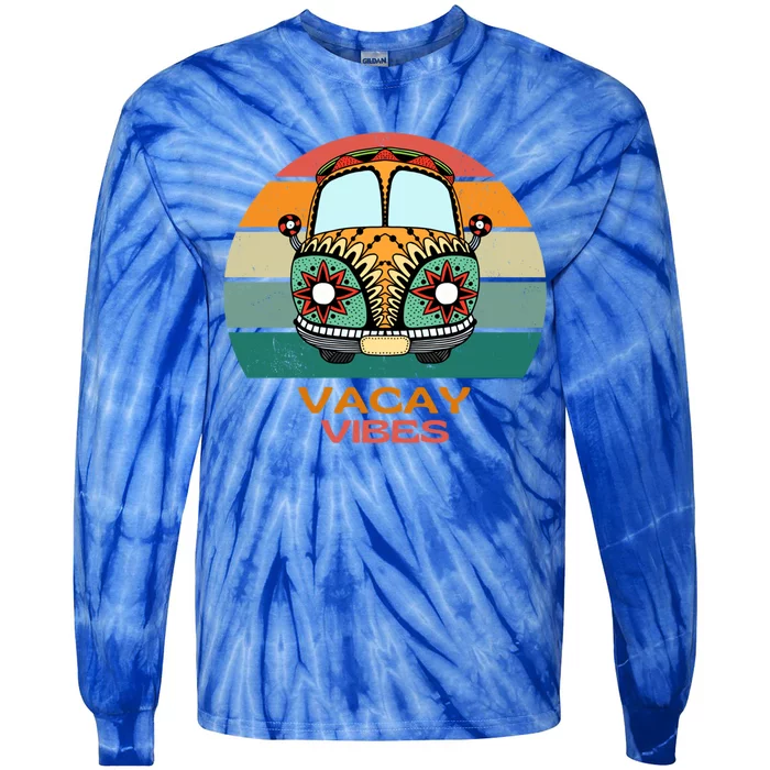 Vacay Vibes Retro Design Summer Family Vacation Holiday Gift Tie-Dye Long Sleeve Shirt