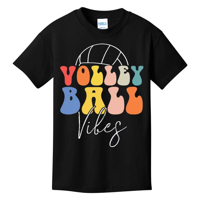 Volleyball Vibes Retro Hippie Volleyball Gift Kids T-Shirt