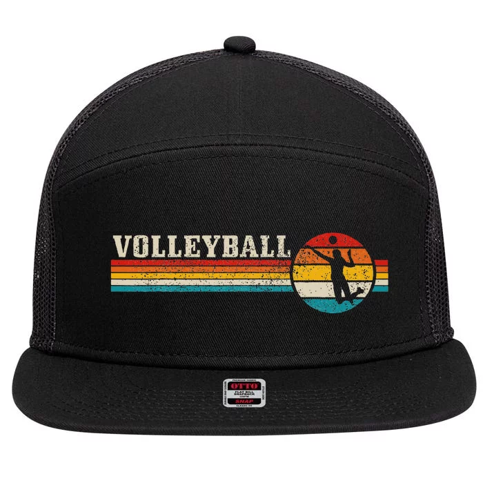 Volleyball Vintage Retro Sports Volleyball Player 7 Panel Mesh Trucker Snapback Hat