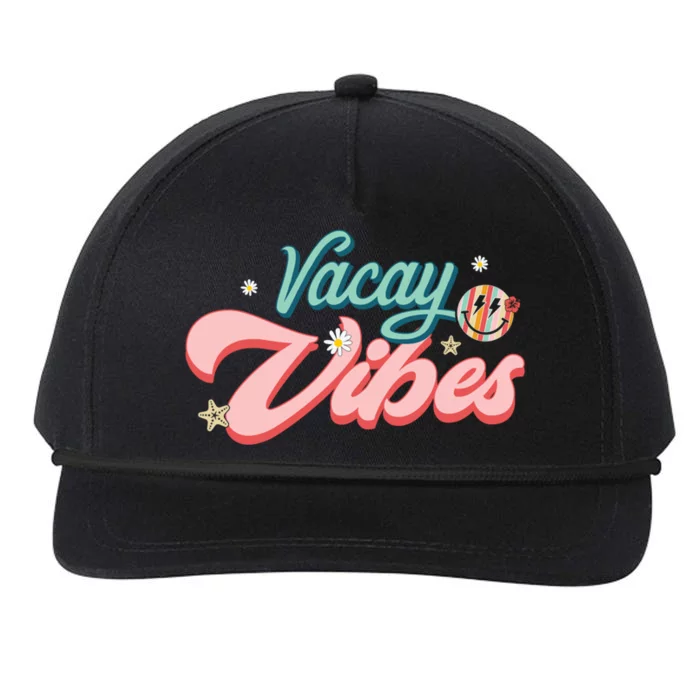 Vacay Vibes Retro Summer Beach Vacation Gift Snapback Five-Panel Rope Hat