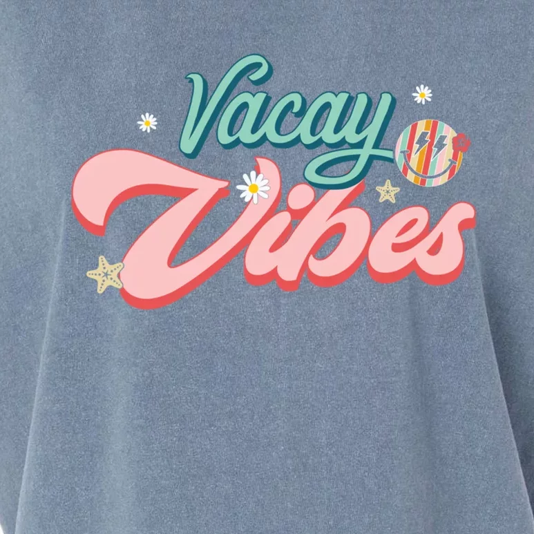 Vacay Vibes Retro Summer Beach Vacation Gift Garment-Dyed Women's Muscle Tee