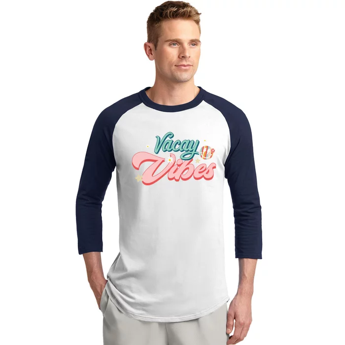 Vacay Vibes Retro Summer Beach Vacation Gift Baseball Sleeve Shirt