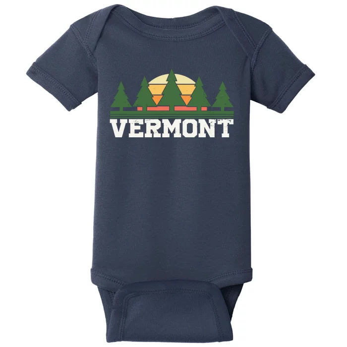 Vintage Vermont Retro Logo Baby Bodysuit