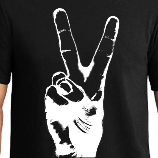 V Victory Sign Peace Symbol Hand White Print Cool Urban Great Gift Pajama Set