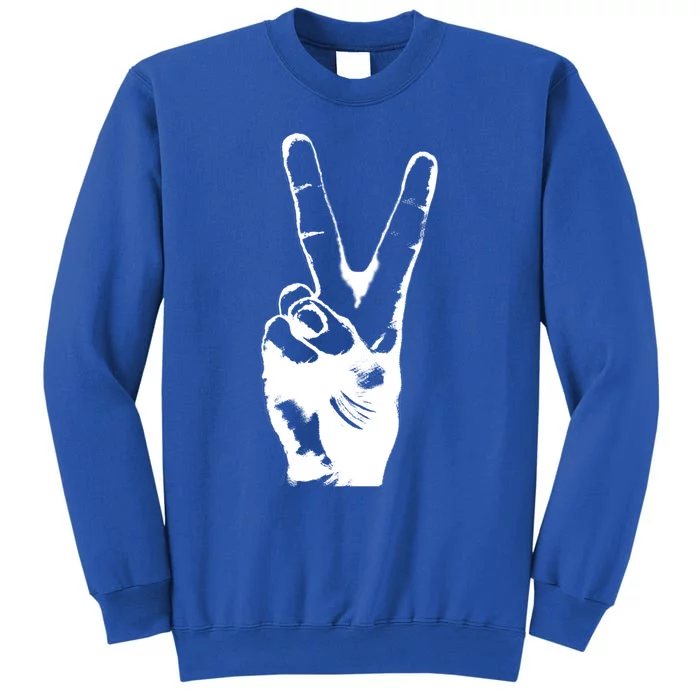 V Victory Sign Peace Symbol Hand White Print Cool Urban Great Gift Tall Sweatshirt