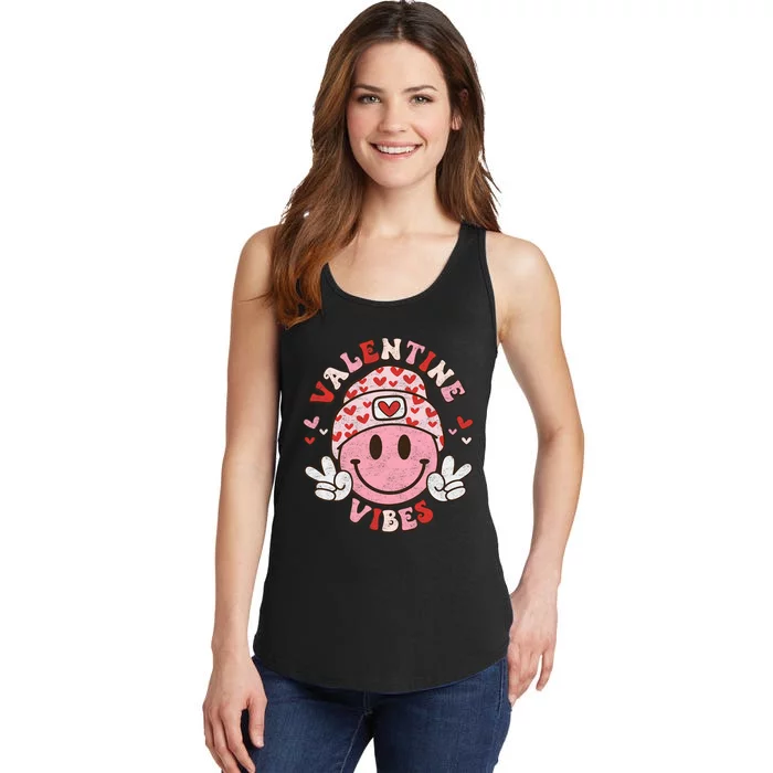 Valentine Vibes Smile On Face Trendy Groovy Ladies Essential Tank