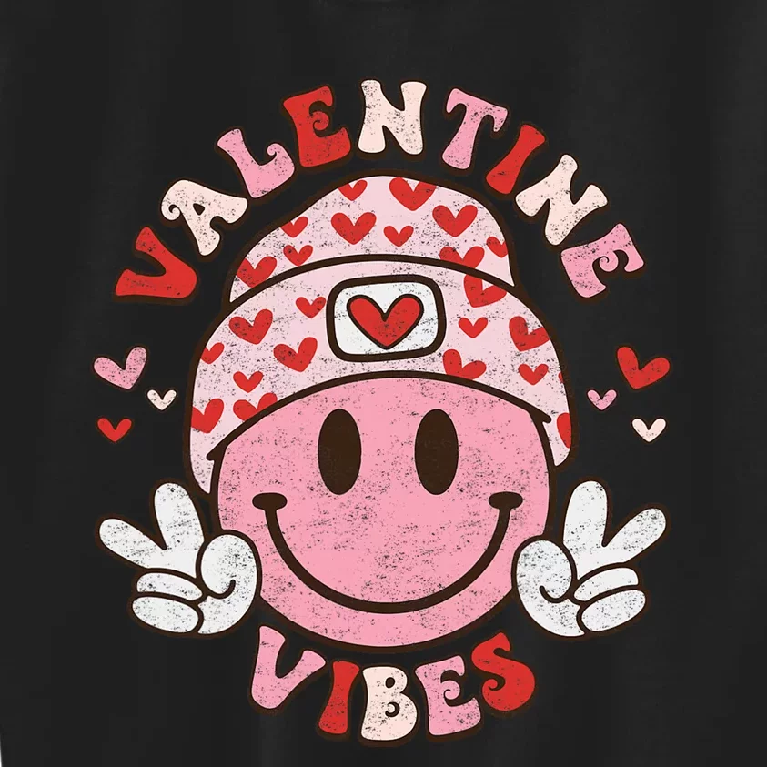 Valentine Vibes Smile On Face Trendy Groovy Kids Sweatshirt