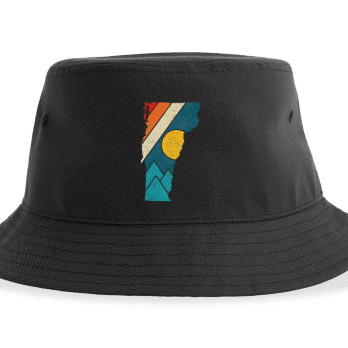 Vermont Vintage State Map Mountains Hiking Nature Pride Gift Sustainable Bucket Hat