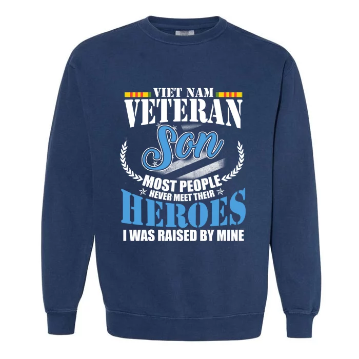 Vietnam Veteran Son American Flag Military Us Patriot Funny Gift Garment-Dyed Sweatshirt