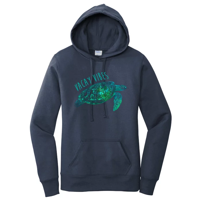 Vacay Vibes Sea Blue Tribal Turtle Funny Gift Women's Pullover Hoodie