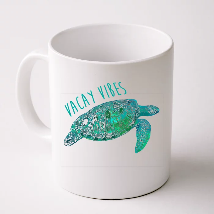 Vacay Vibes Sea Blue Tribal Turtle Funny Gift Front & Back Coffee Mug