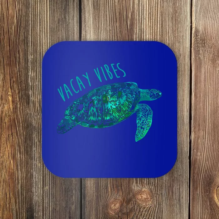 Vacay Vibes Sea Blue Tribal Turtle Gift Coaster