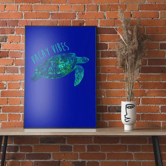 Vacay Vibes Sea Blue Tribal Turtle Gift Poster