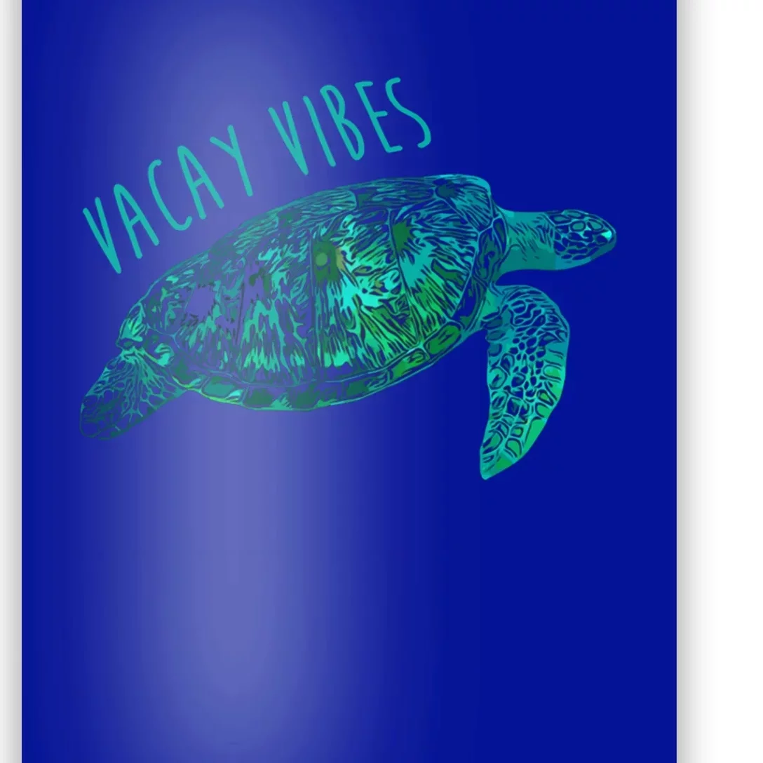 Vacay Vibes Sea Blue Tribal Turtle Gift Poster