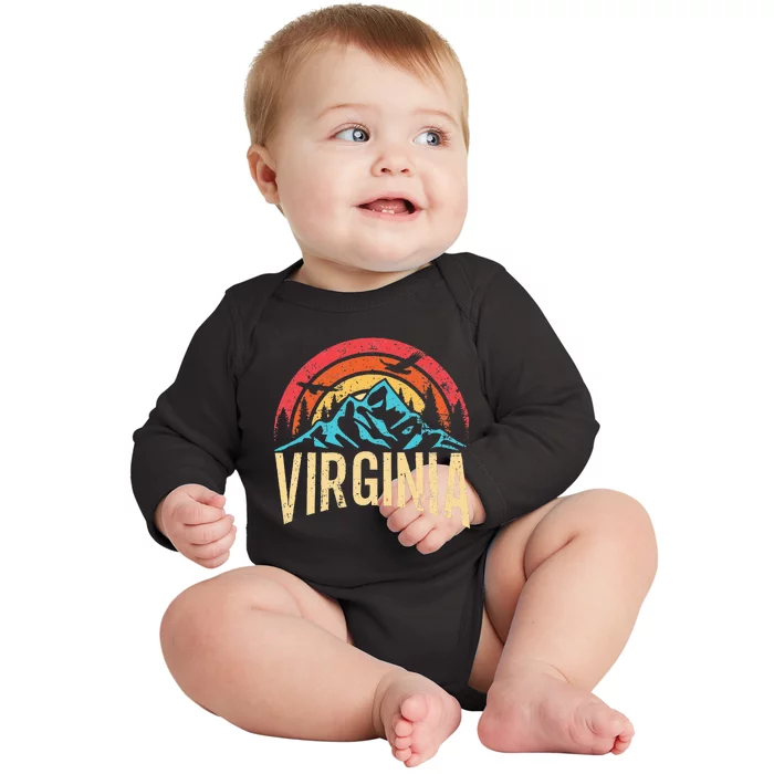 Virginia Virginia State Retro Virginia Baby Long Sleeve Bodysuit