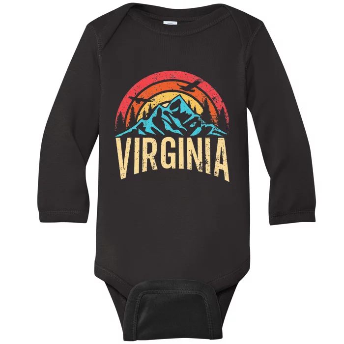 Virginia Virginia State Retro Virginia Baby Long Sleeve Bodysuit